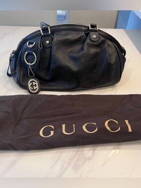 Gucci Black Interior Leather Tag Tote